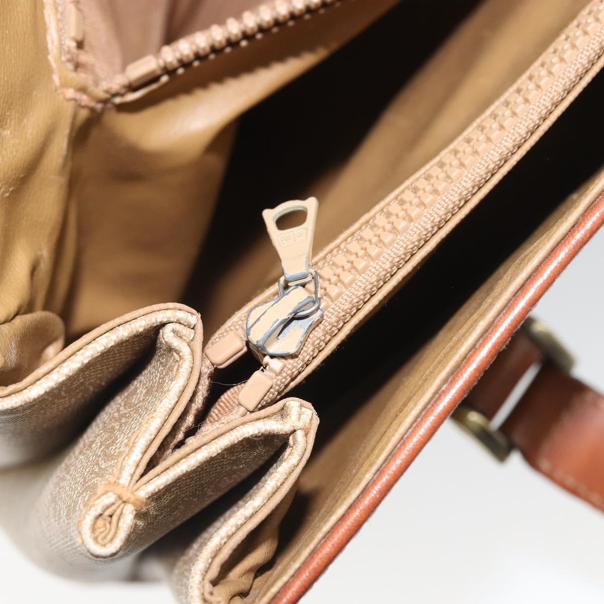 CELINE Macadam Canvas Hand Bag PVC Leather Beige Gold Auth 172281
