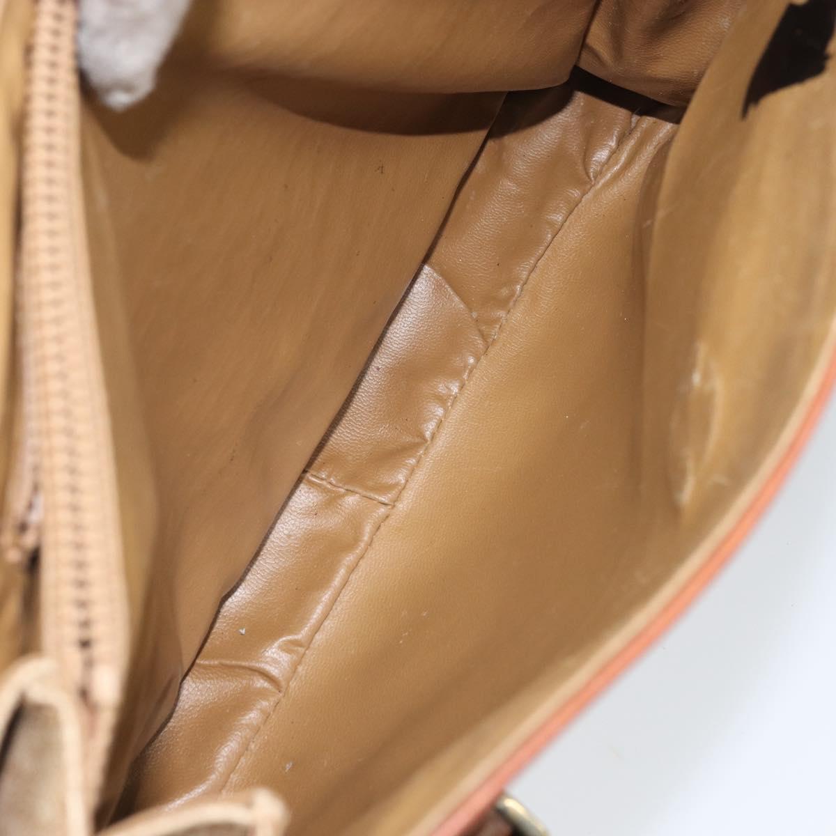 CELINE Macadam Canvas Hand Bag PVC Leather Beige Gold Auth 172281