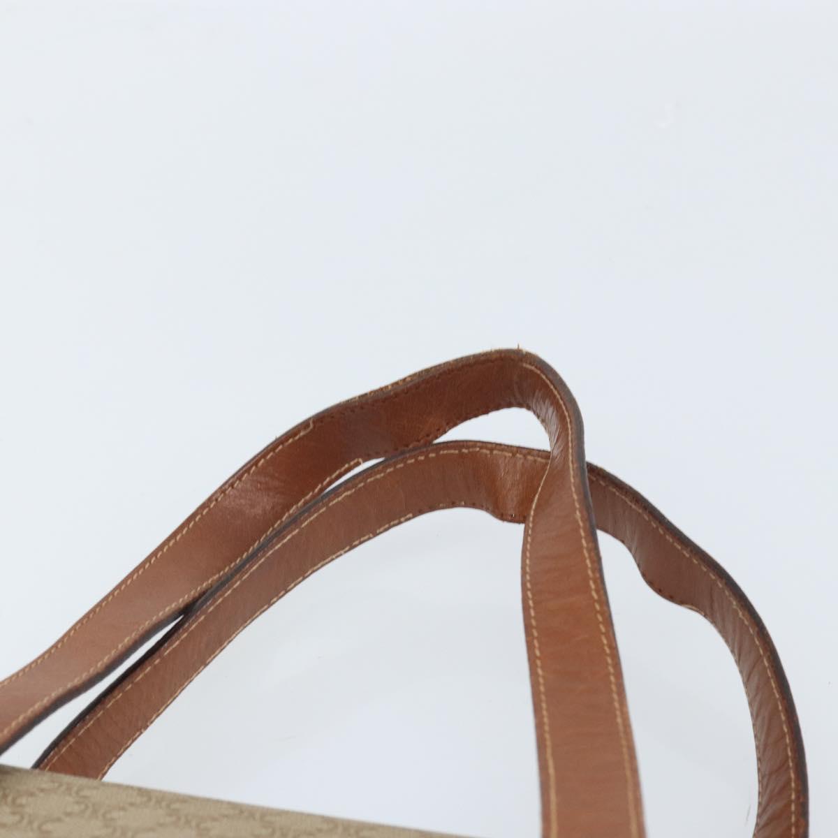 CELINE Macadam Canvas Hand Bag PVC Leather Beige Gold Auth 172281