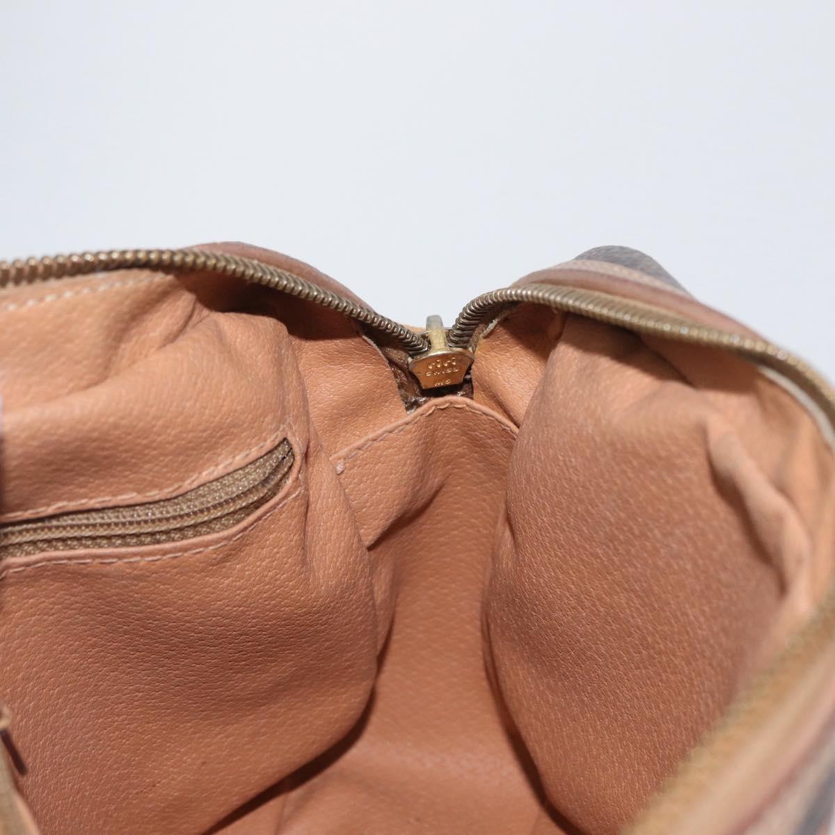 CELINE Macadam Canvas Shoulder Bag PVC Leather Brown Gold Auth 172285