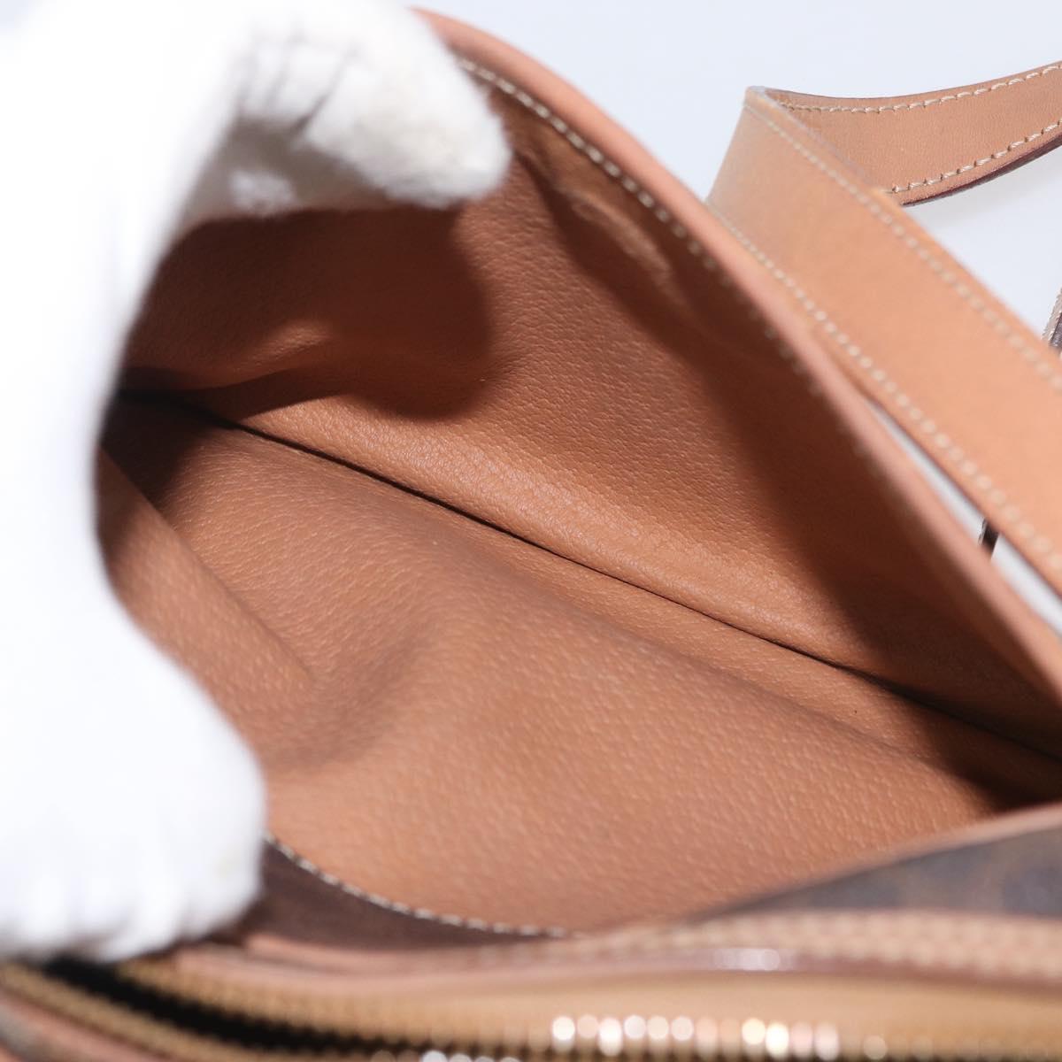 CELINE Macadam Canvas Shoulder Bag PVC Leather Brown Gold Auth 172285