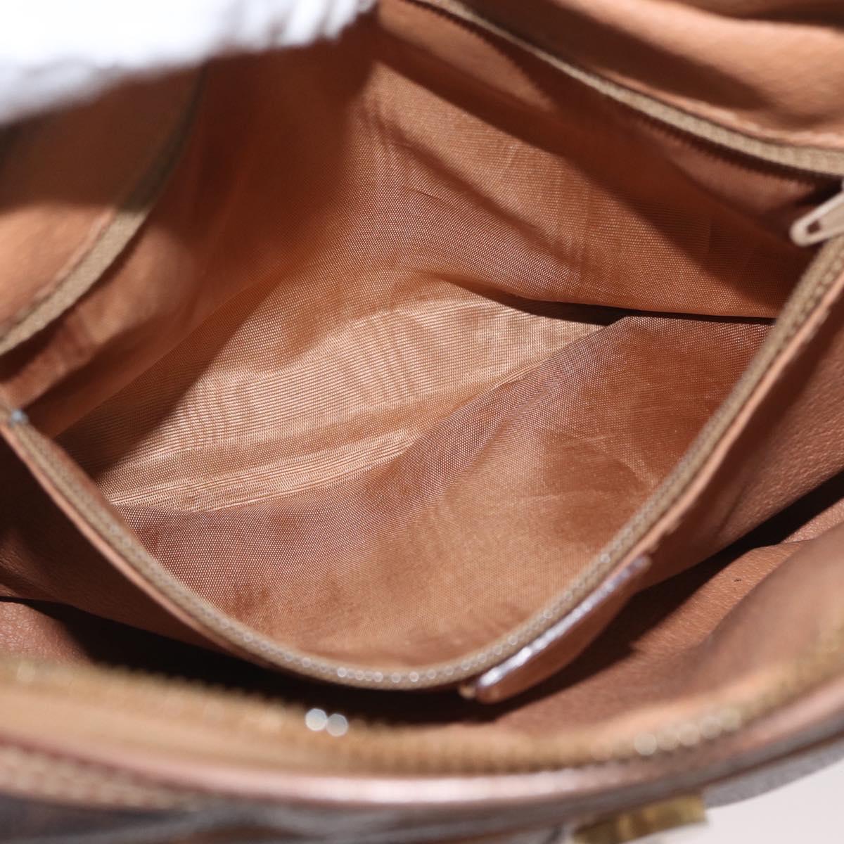 CELINE Macadam Canvas Shoulder Bag PVC Leather Brown Gold Auth 172285