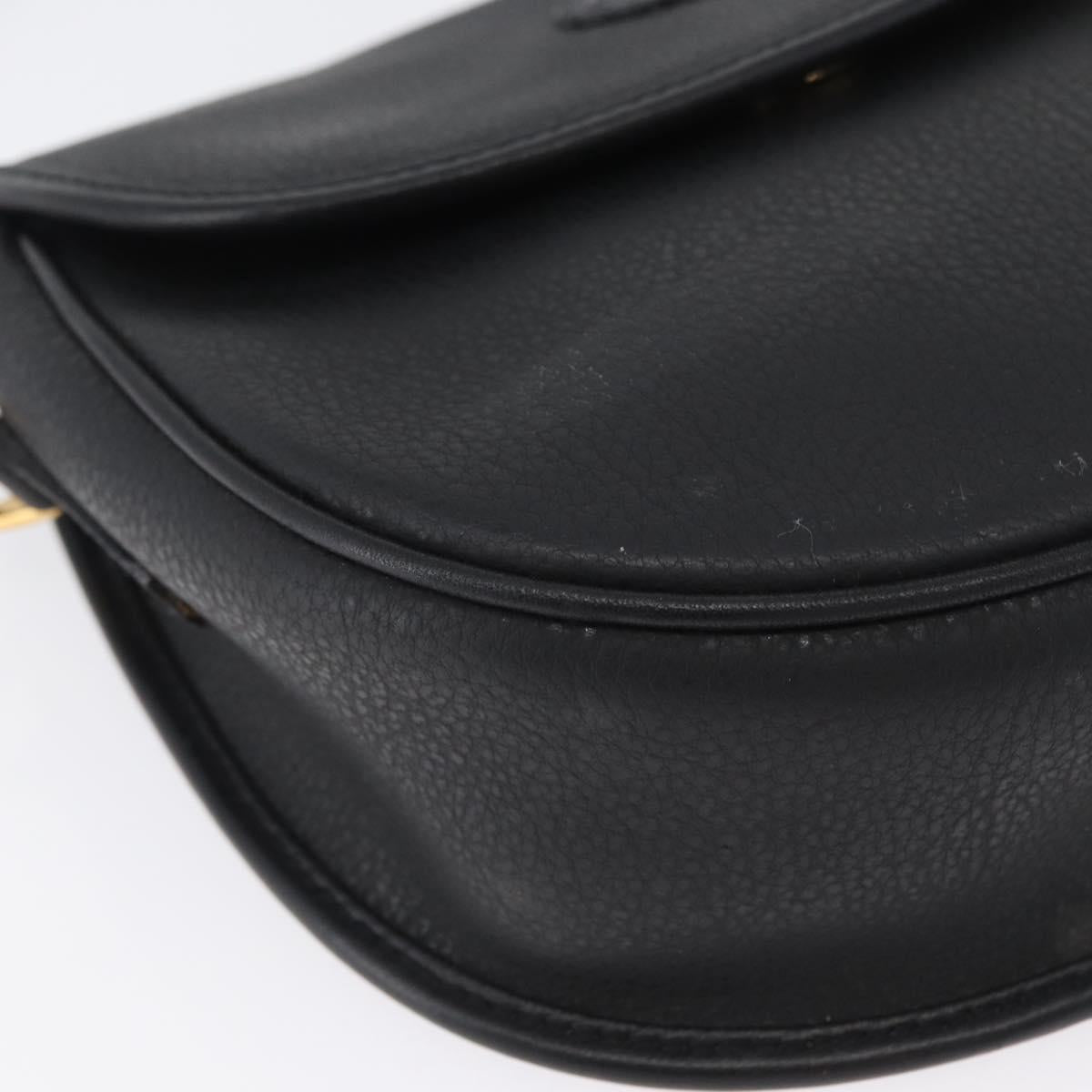 GUCCI Shoulder Bag Leather Gold Black 007 14 0074 Auth 172286