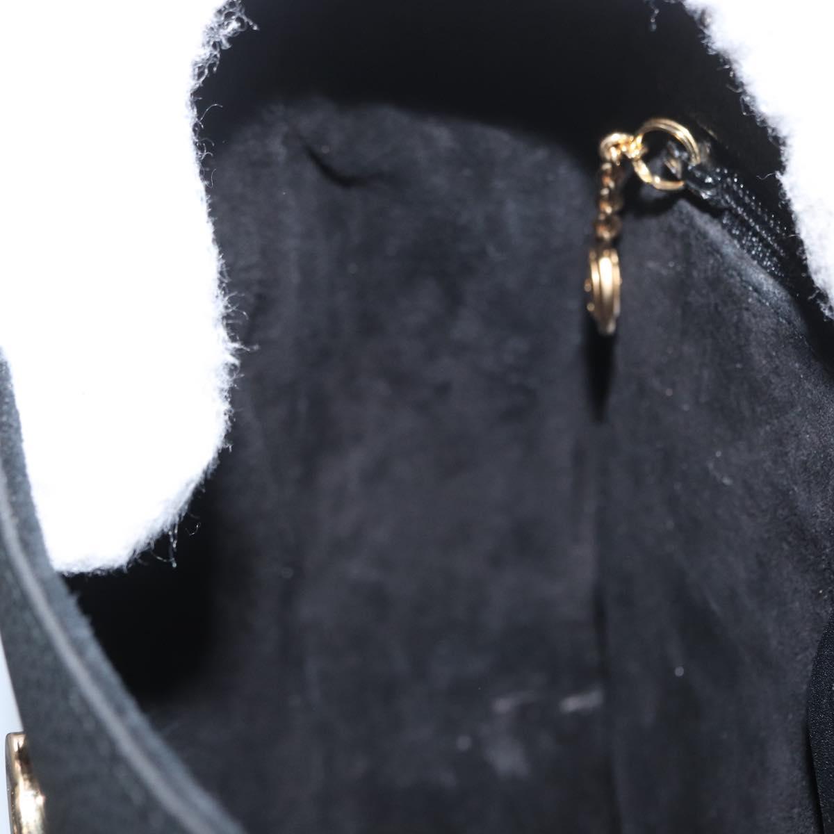 GUCCI Shoulder Bag Leather Gold Black 007 14 0074 Auth 172286