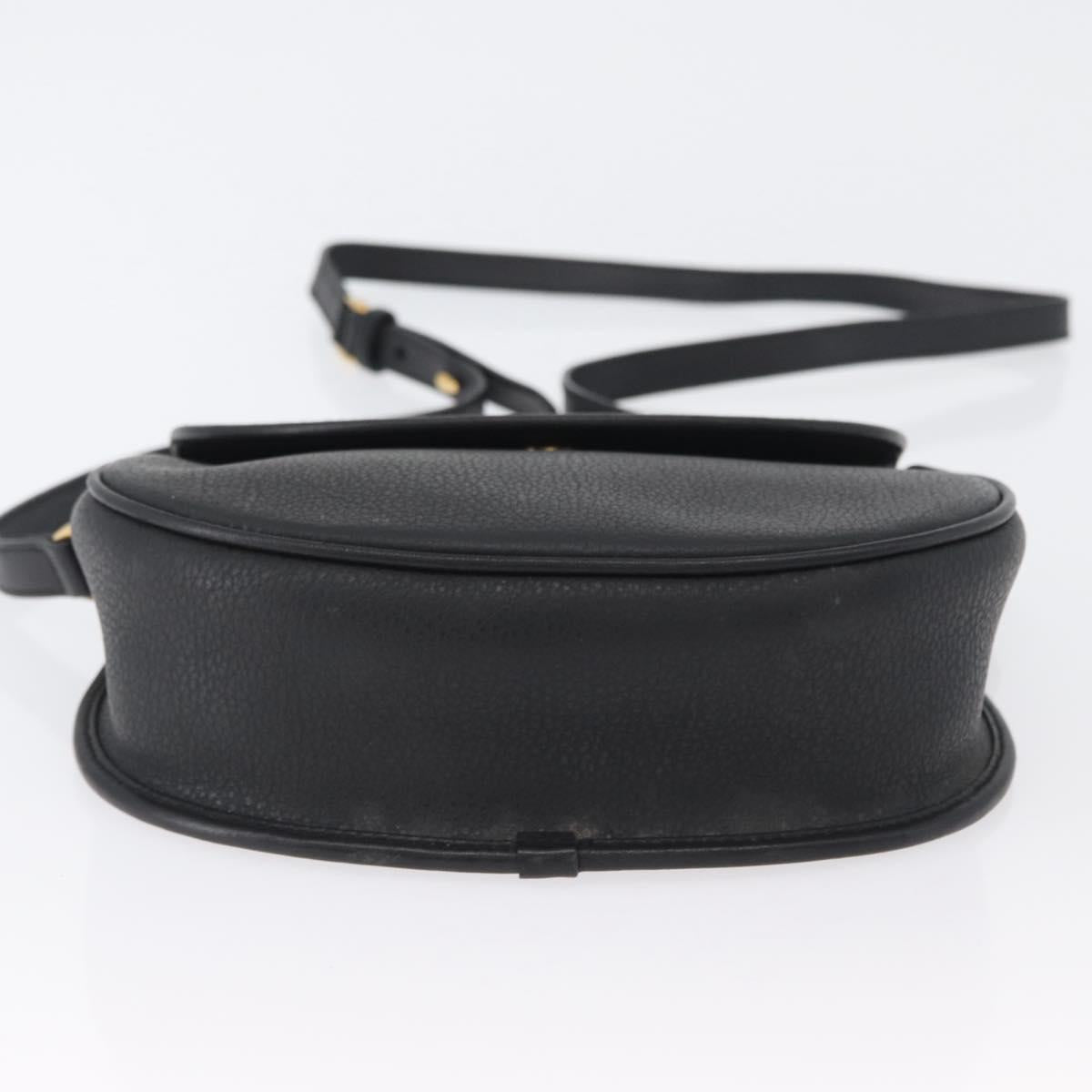 GUCCI Shoulder Bag Leather Gold Black 007 14 0074 Auth 172286