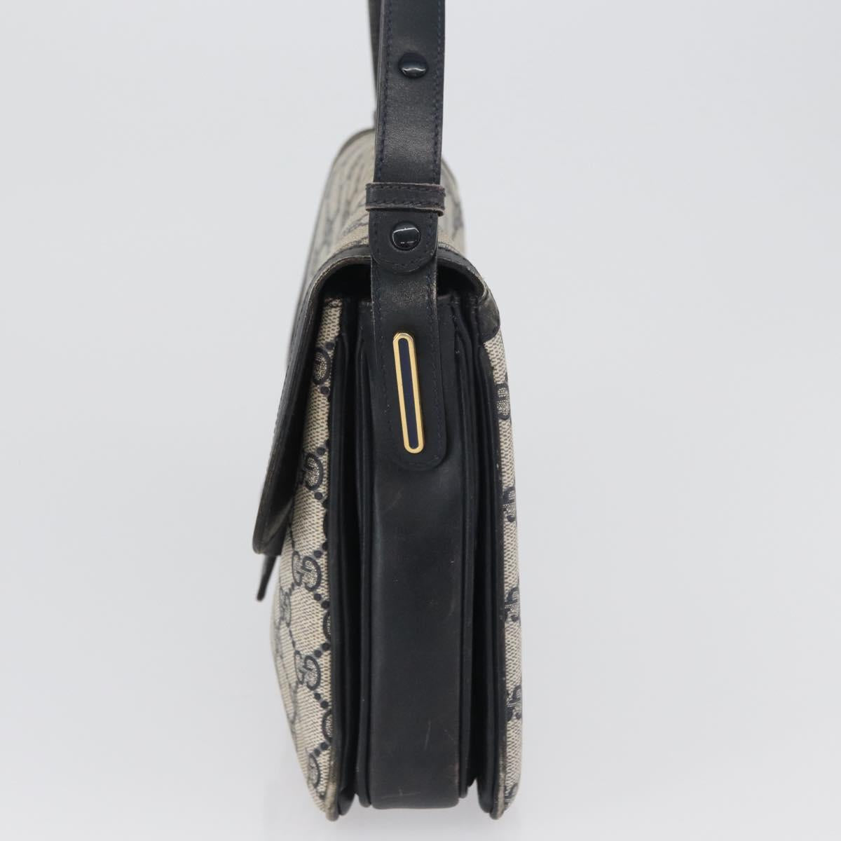 GUCCI GG Supreme Shoulder Bag PVC Navy Gold Auth 172288