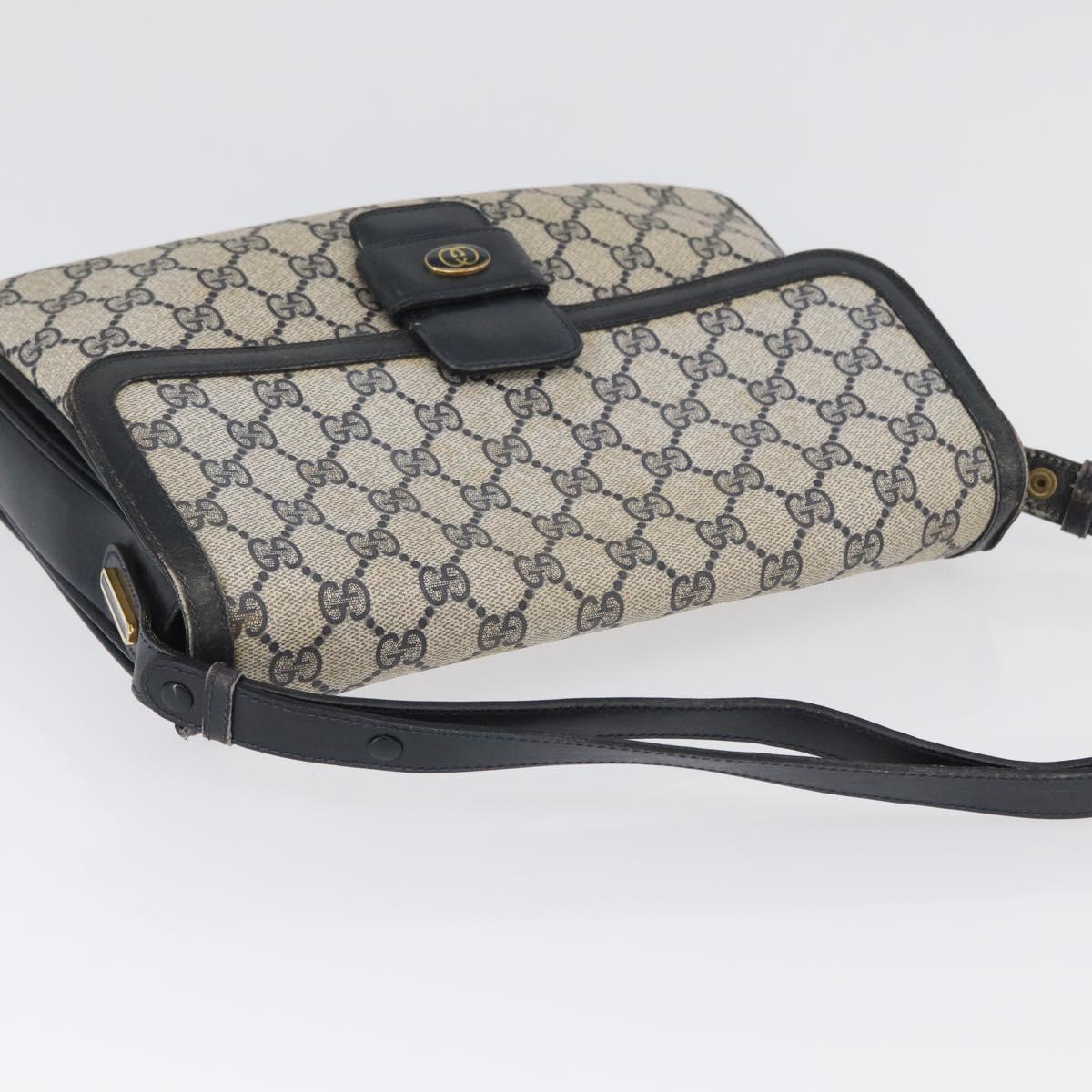 GUCCI GG Supreme Shoulder Bag PVC Navy Gold Auth 172288