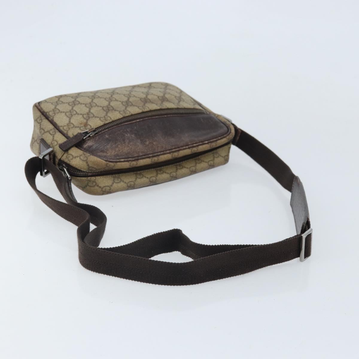 GUCCI GG Supreme Shoulder Bag PVC Beige Silver 114291 Auth 172289