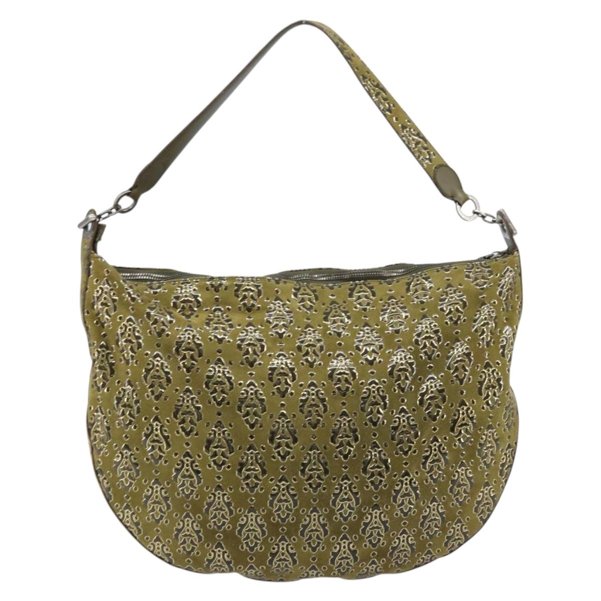 Salvatore Ferragamo Shoulder Bag Suede Khaki Auth 172292