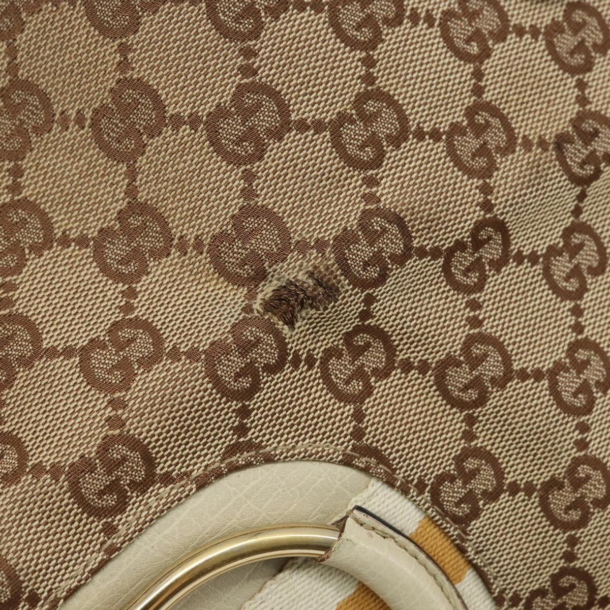 GUCCI GG Canvas Hand Bag Beige Gold 07198 Auth 172295
