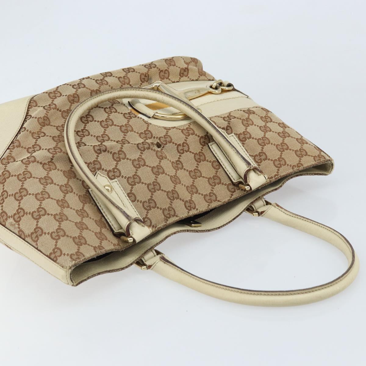 GUCCI GG Canvas Hand Bag Beige Gold 07198 Auth 172295