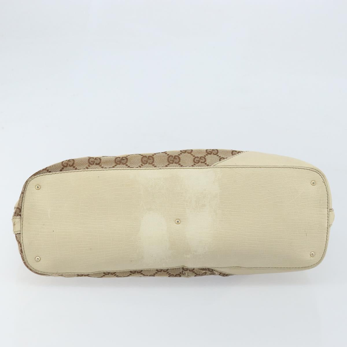 GUCCI GG Canvas Hand Bag Beige Gold 07198 Auth 172295