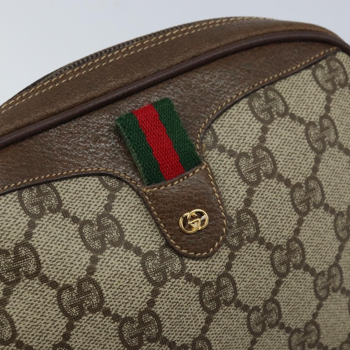 GUCCI GG Supreme Web Sherry Line Bag PVC Beige 007 58 6112 4023 Auth 172298