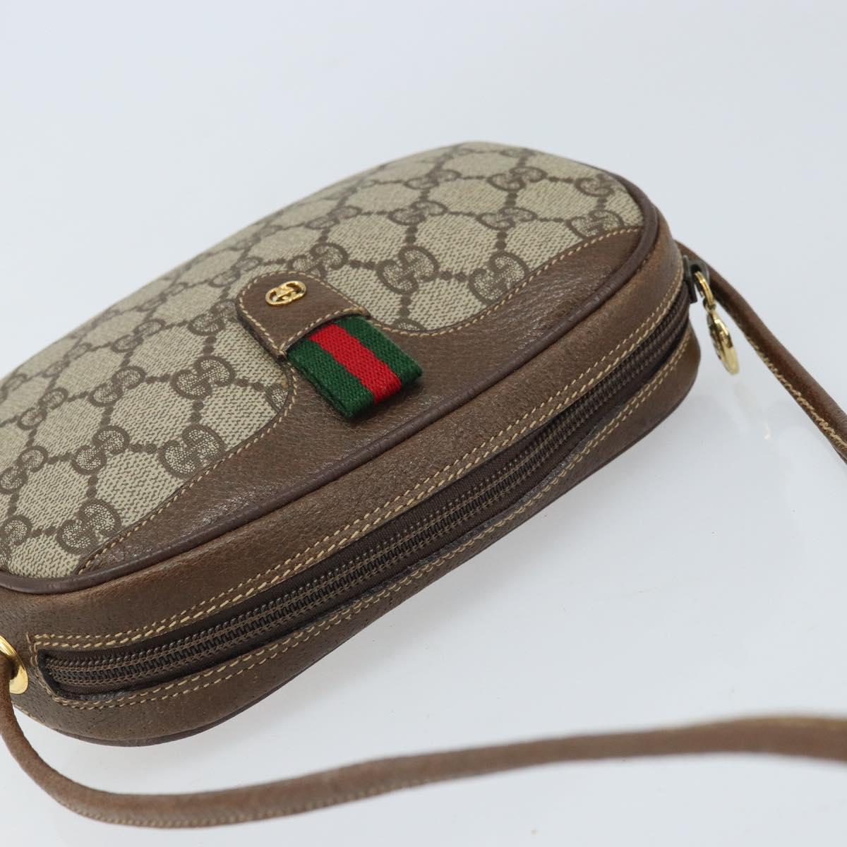 GUCCI GG Supreme Web Sherry Line Bag PVC Beige 007 58 6112 4023 Auth 172298