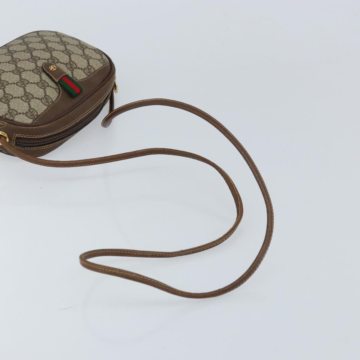 GUCCI GG Supreme Web Sherry Line Bag PVC Beige 007 58 6112 4023 Auth 172298
