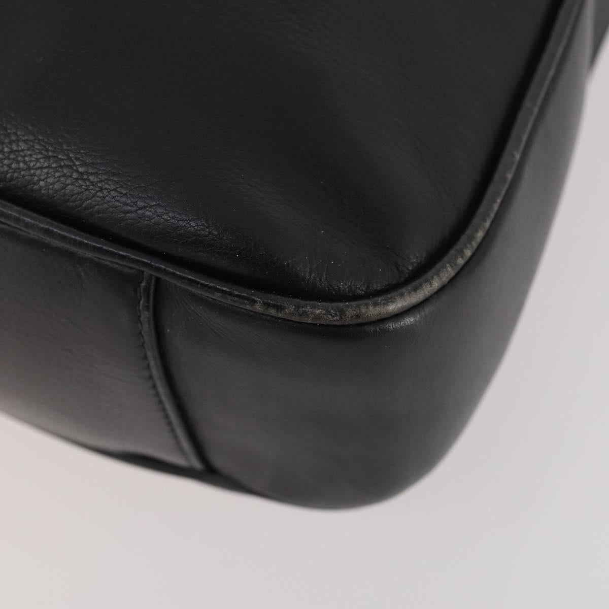 GUCCI Bamboo Hand Bag Leather 2way Black Gold Auth 172300