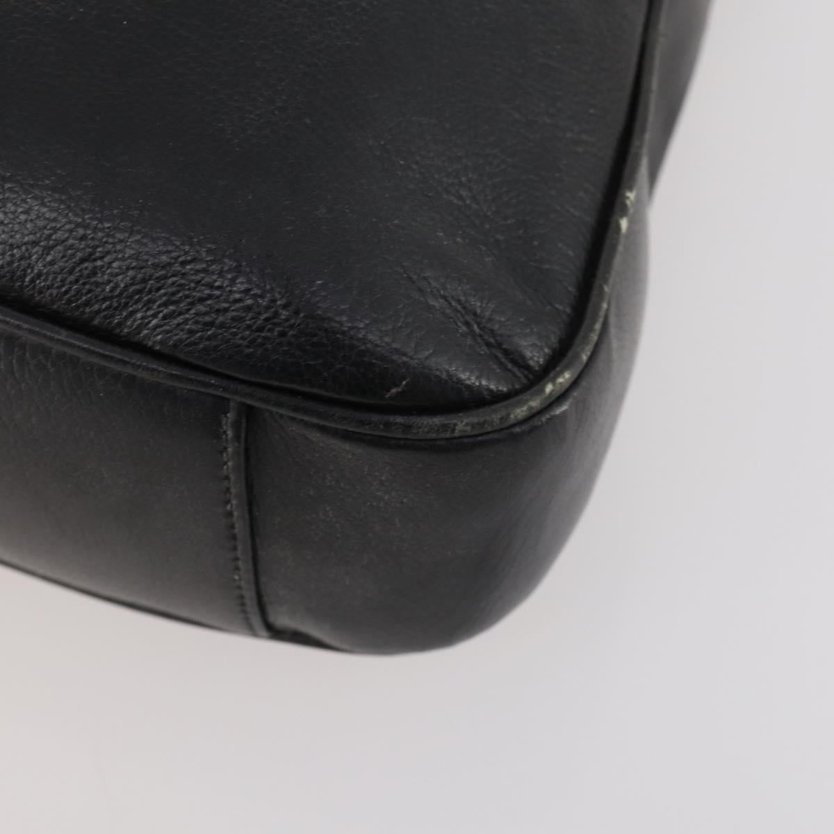 GUCCI Bamboo Hand Bag Leather 2way Black Gold Auth 172300