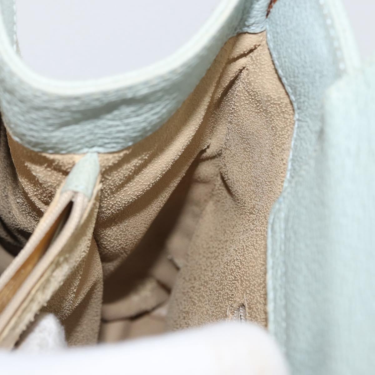 GUCCI Bamboo Tote Bag Suede Light Blue Gold 002 1186 0260 Auth 172301