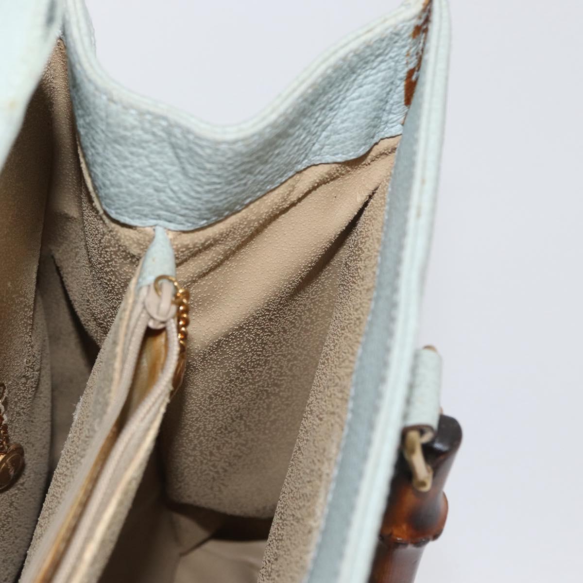 GUCCI Bamboo Tote Bag Suede Light Blue Gold 002 1186 0260 Auth 172301