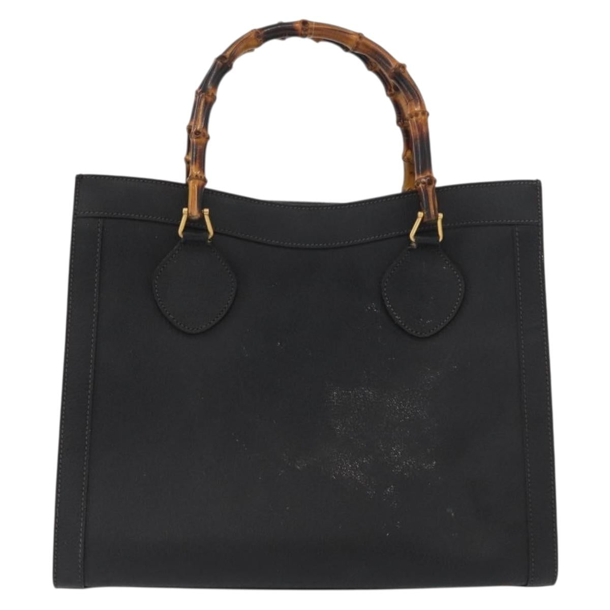 GUCCI Bamboo Tote Bag Leather Black Gold 002 0260 2615 Auth 172302