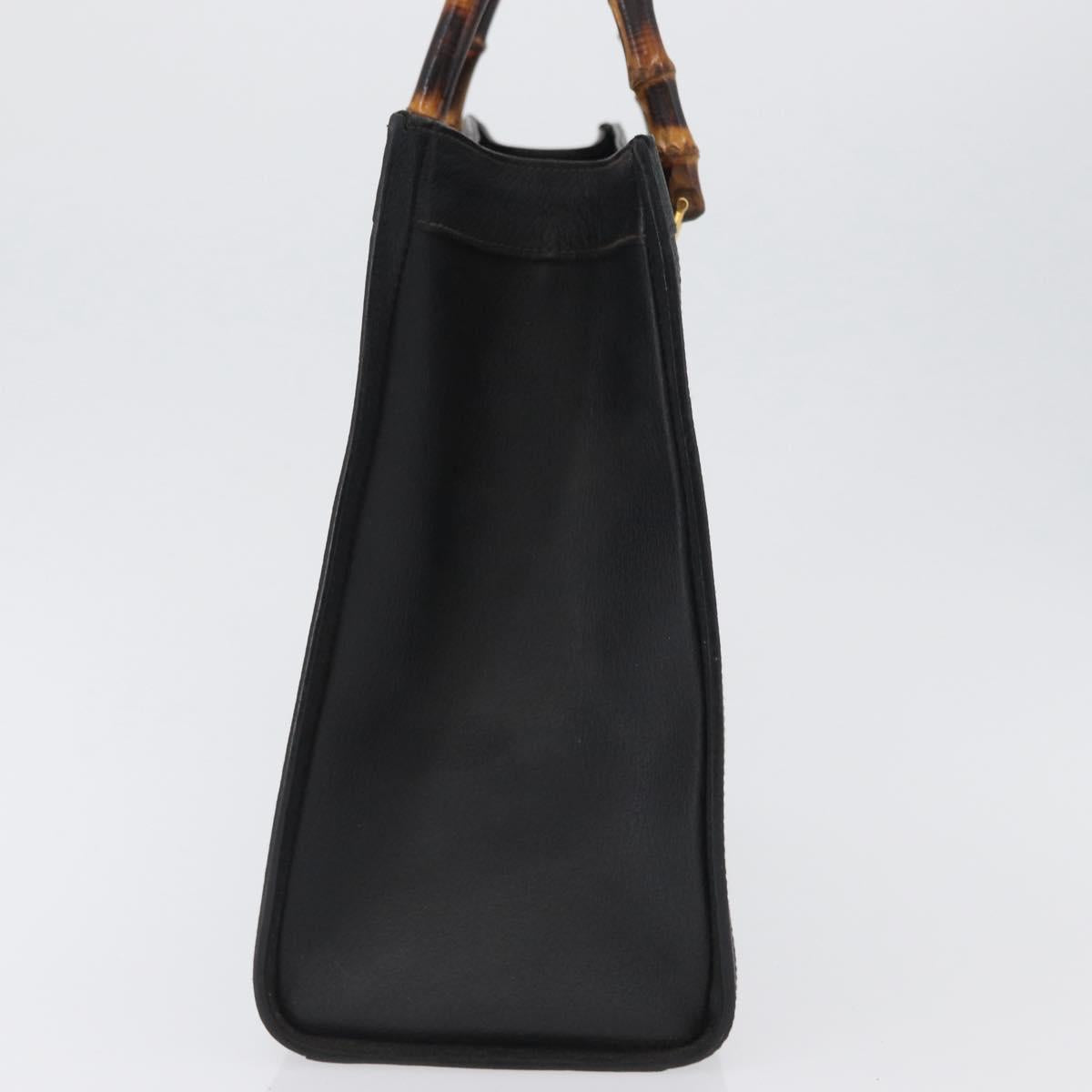 GUCCI Bamboo Tote Bag Leather Black Gold 002 0260 2615 Auth 172302