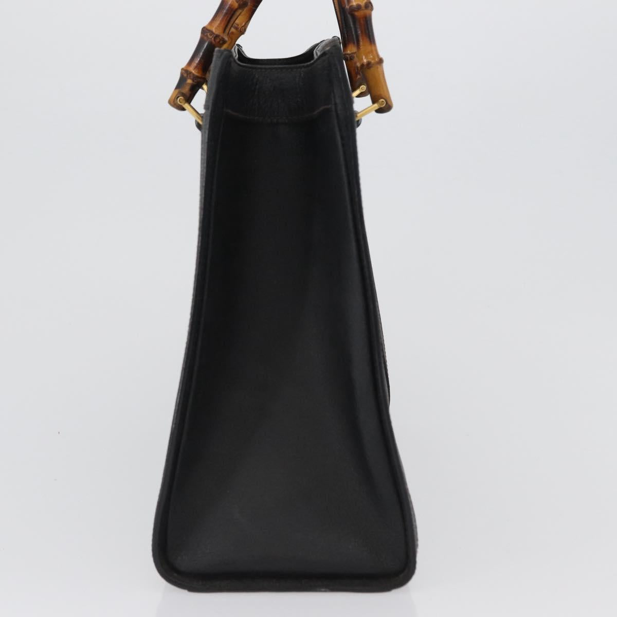 GUCCI Bamboo Tote Bag Leather Black Gold 002 0260 2615 Auth 172302