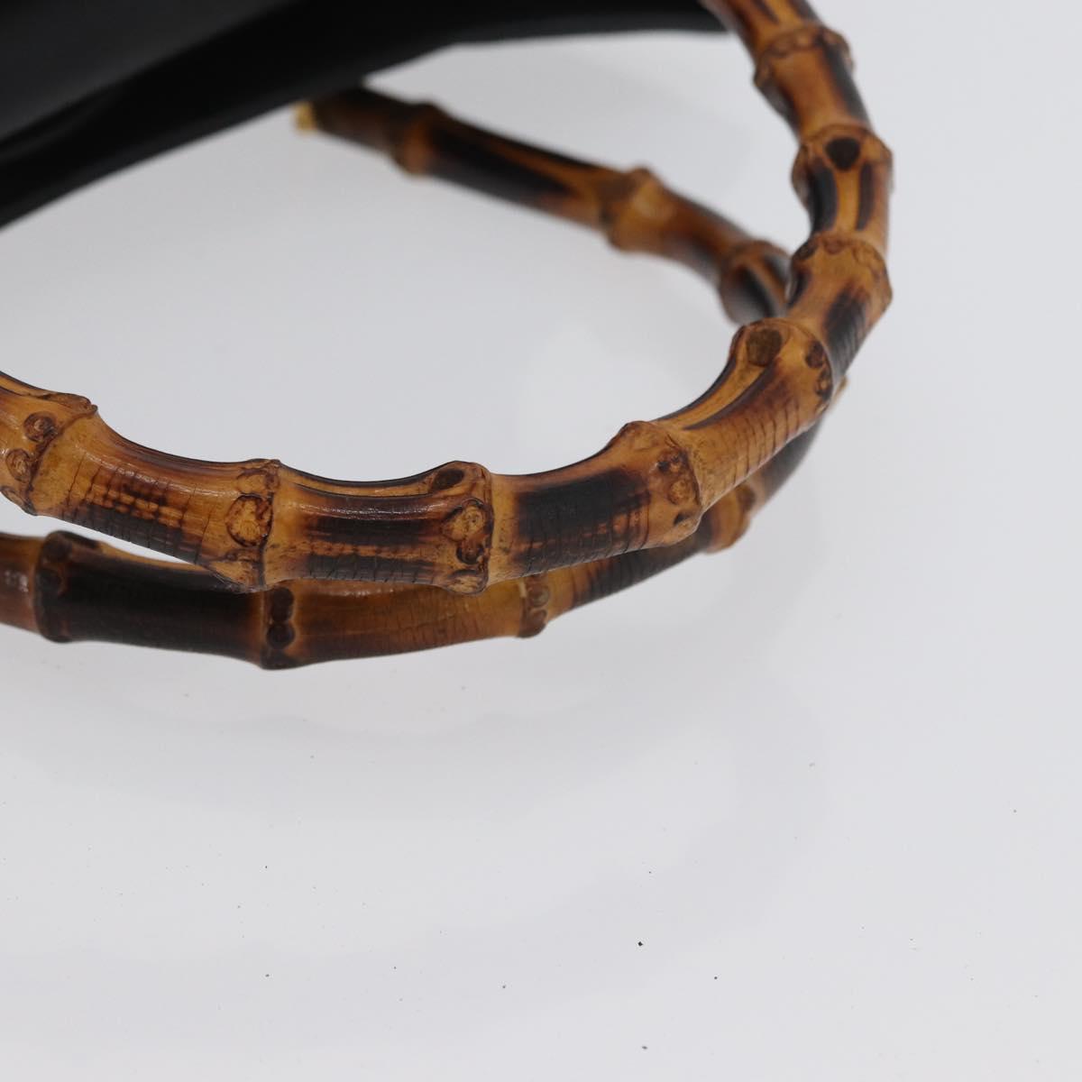 GUCCI Bamboo Tote Bag Leather Black Gold 002 0260 2615 Auth 172302