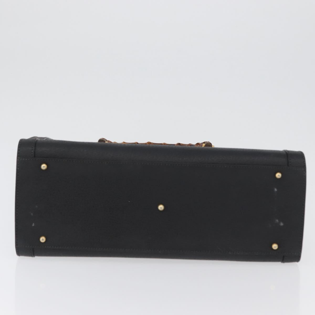 GUCCI Bamboo Tote Bag Leather Black Gold 002 0260 2615 Auth 172302