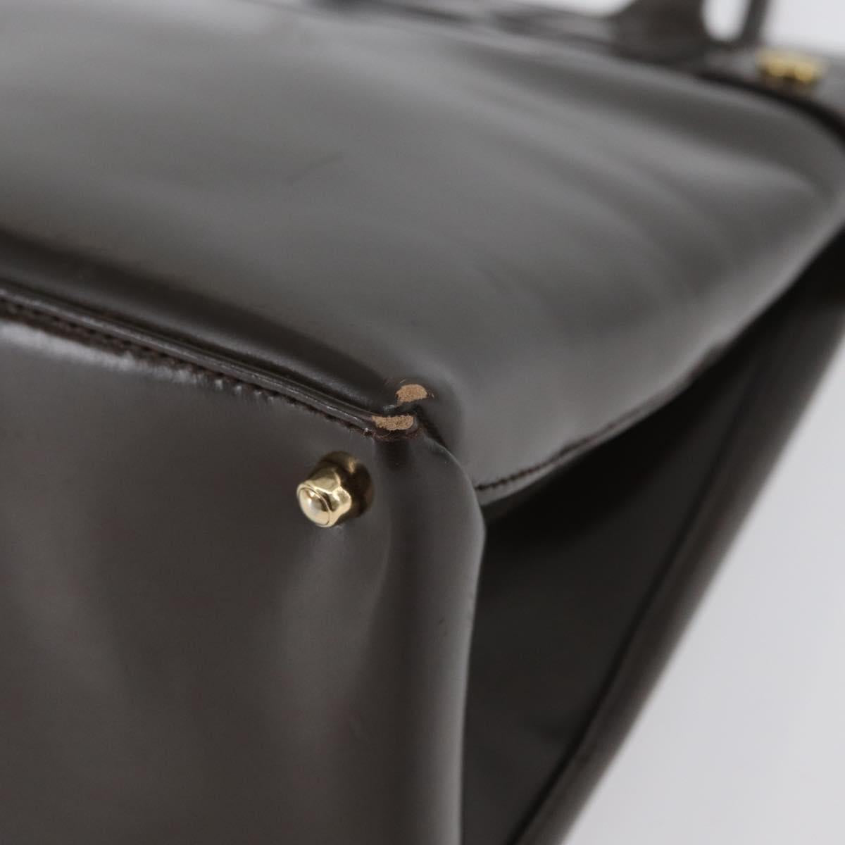 GUCCI Hand Bag Patent leather Brown Gold Auth 172303