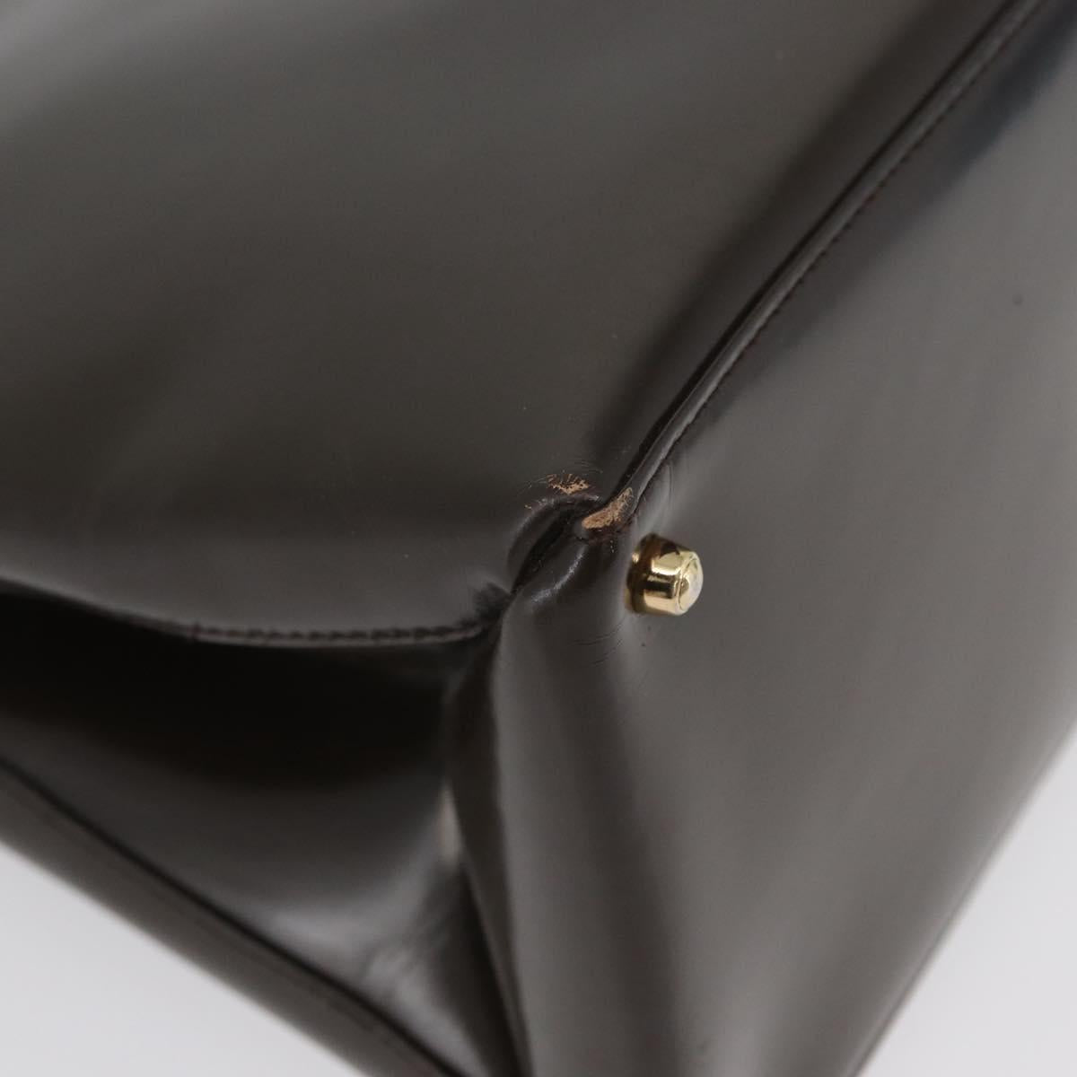 GUCCI Hand Bag Patent leather Brown Gold Auth 172303