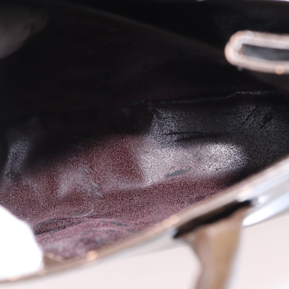 GUCCI Hand Bag Patent leather Brown Gold Auth 172303