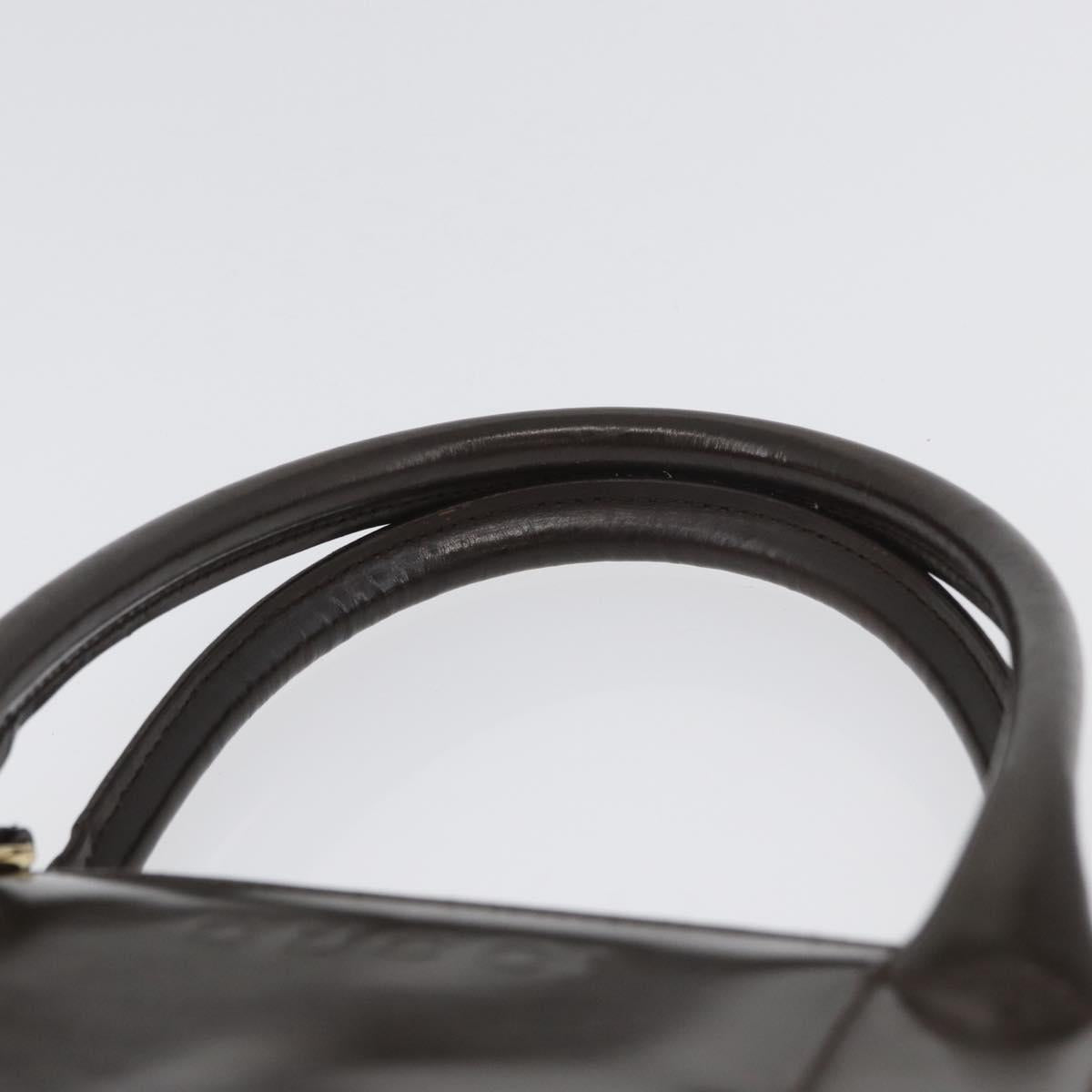 GUCCI Hand Bag Patent leather Brown Gold Auth 172303