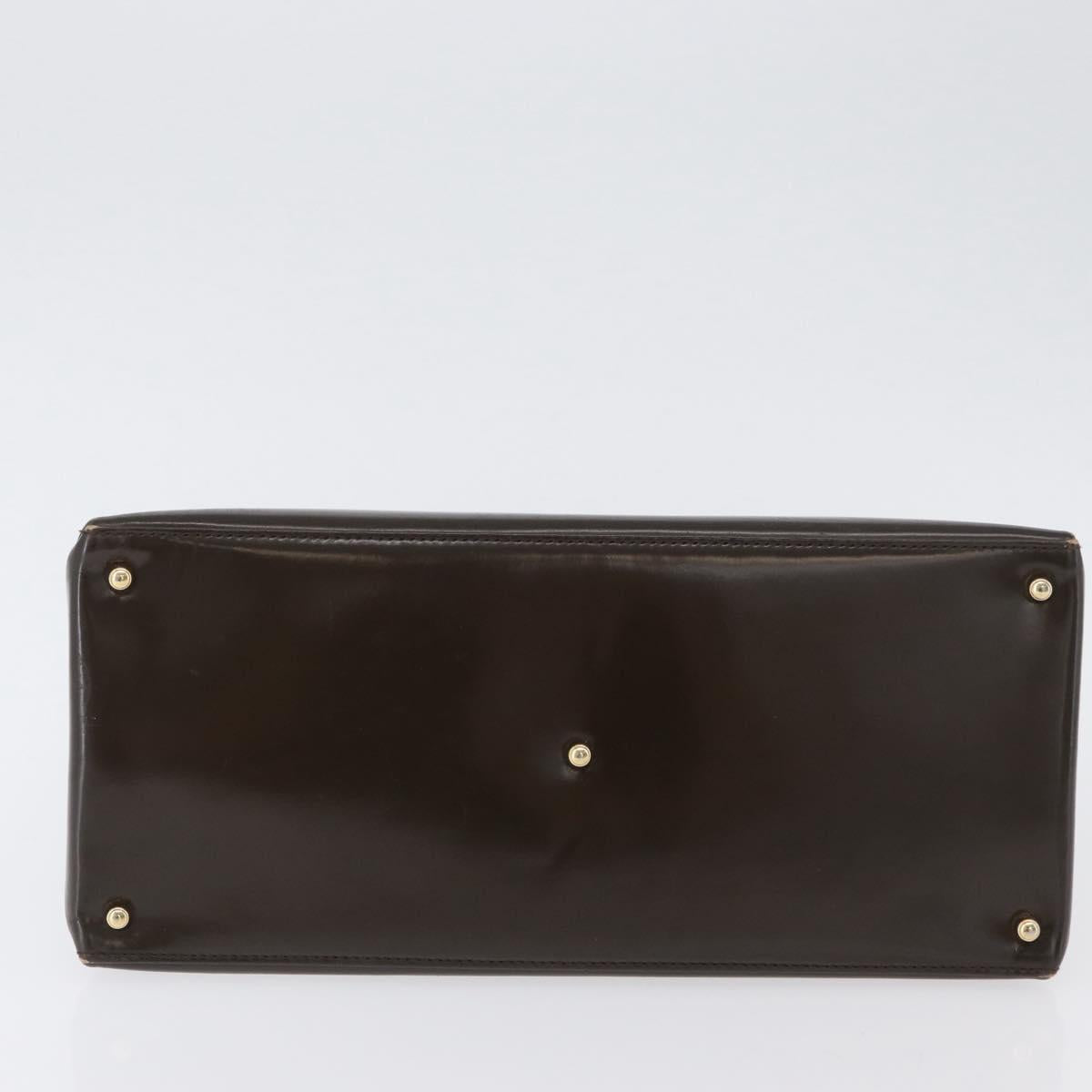 GUCCI Hand Bag Patent leather Brown Gold Auth 172303