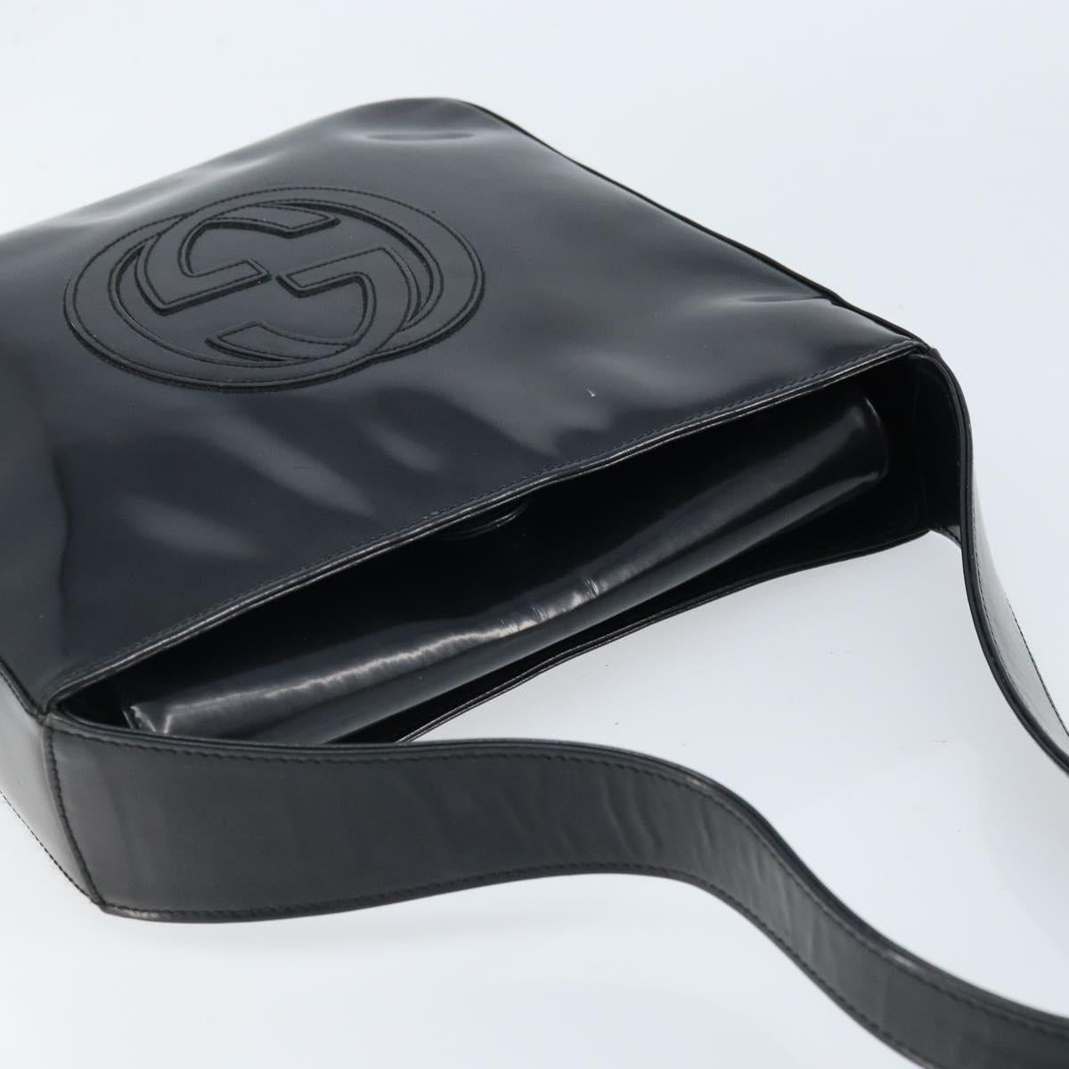 GUCCI Shoulder Bag Patent leather Black Silver 000 1013 0506 Auth 172305