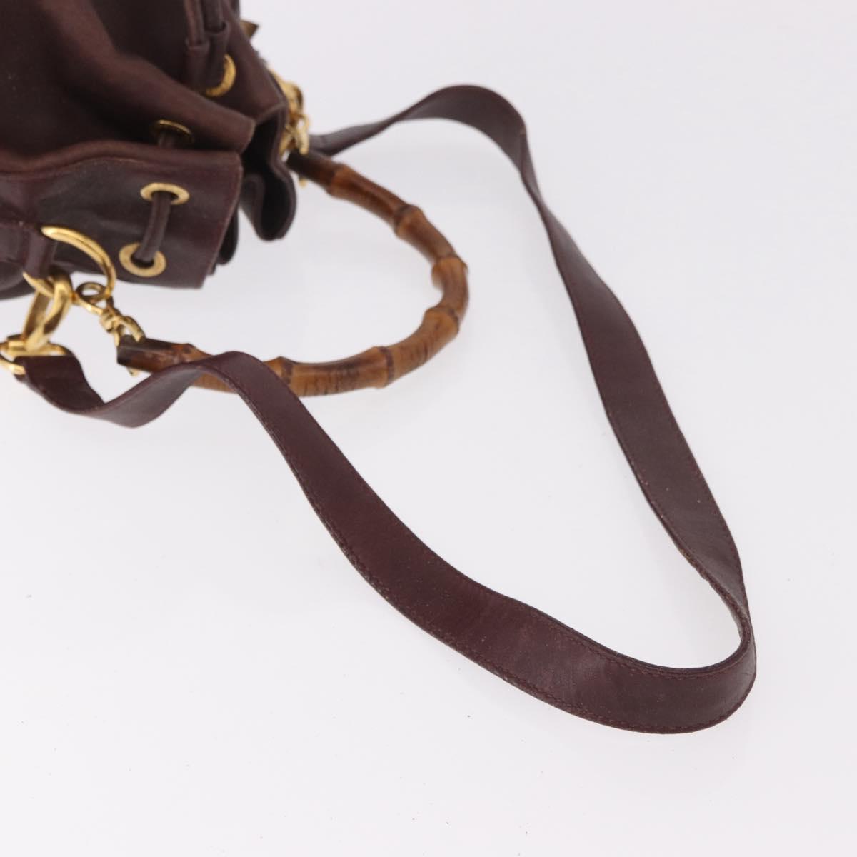 GUCCI Bamboo Shoulder Bag Leather 2way Bordeaux Gold 001 2865 1657 Auth 172307