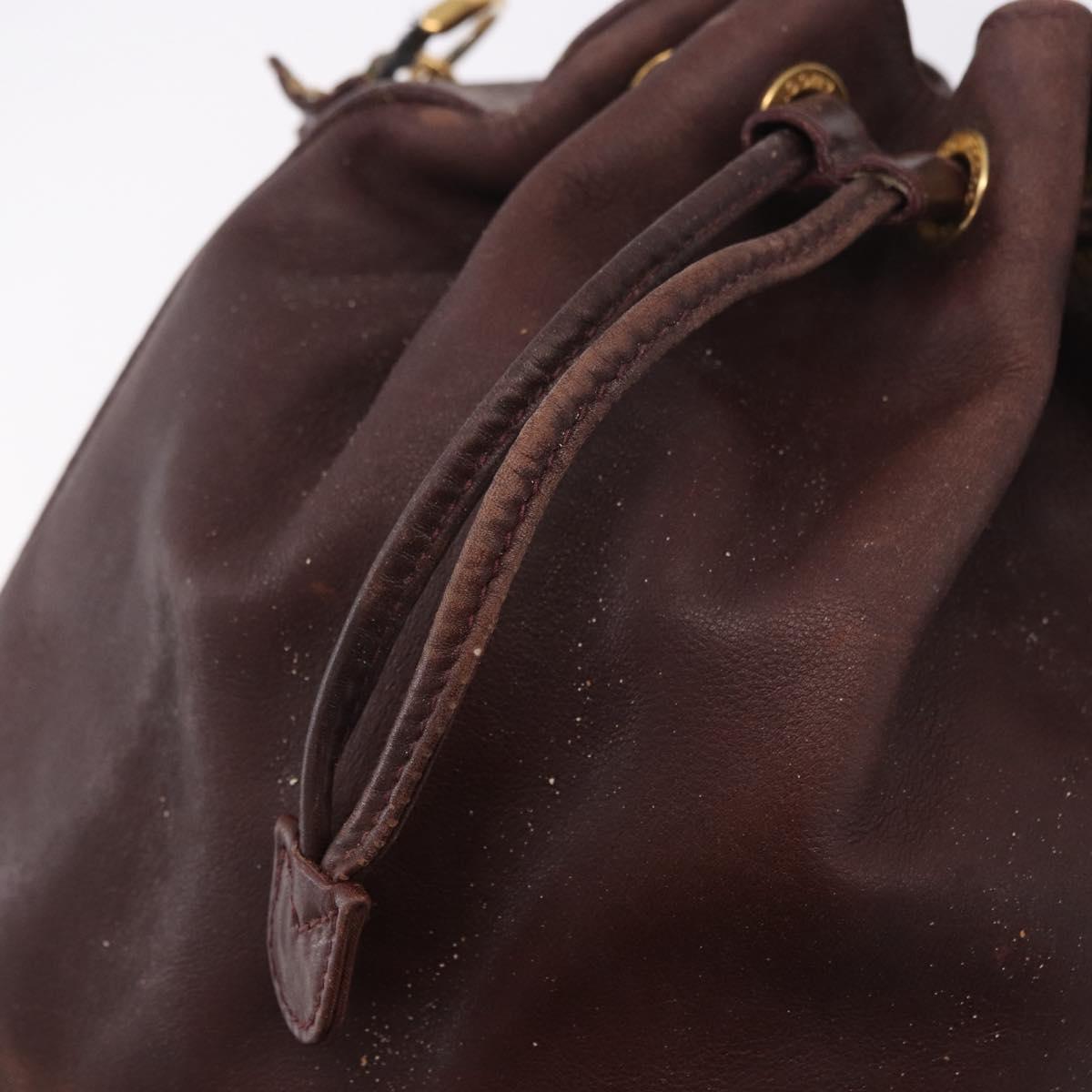 GUCCI Bamboo Shoulder Bag Leather 2way Bordeaux Gold 001 2865 1657 Auth 172307