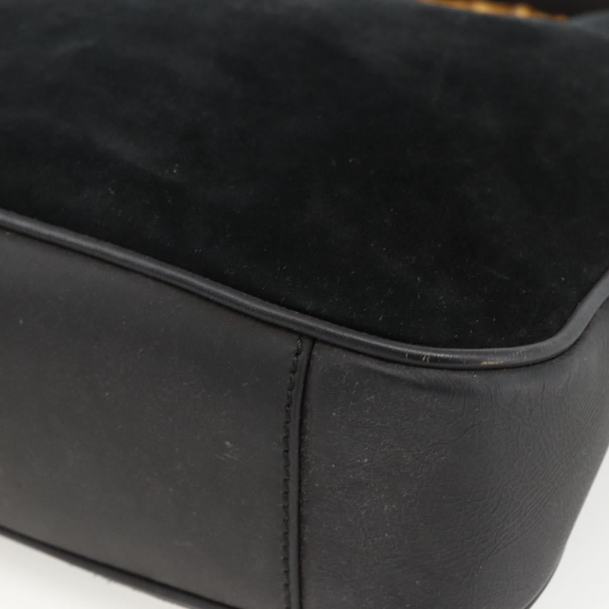 GUCCI Bamboo Shoulder Bag Suede 2way Black Gold 001 2058 1638 0 Auth 172310