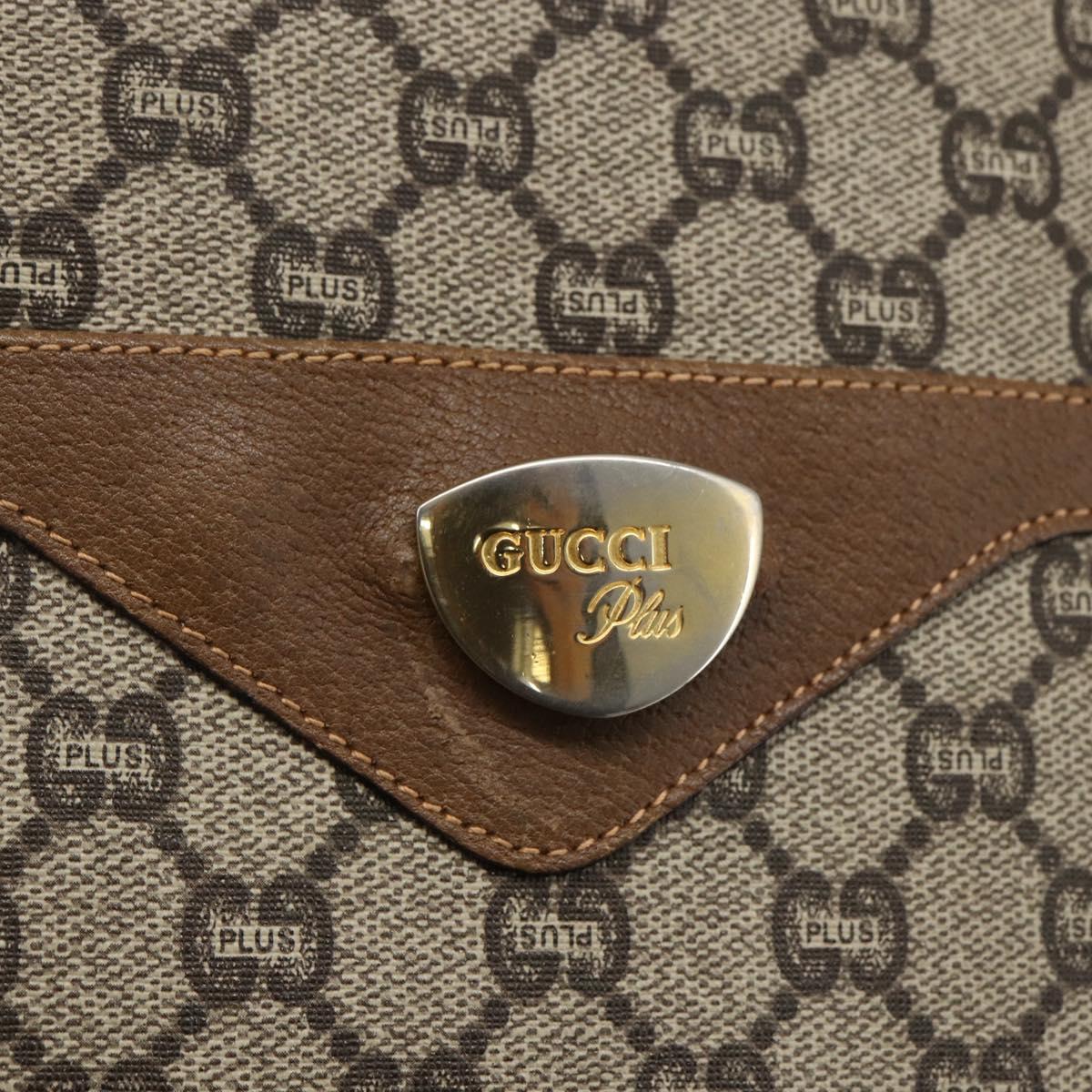 GUCCI GG Plus Supreme Web Sherry Line Tote Bag PVC Beige Red Auth 172313