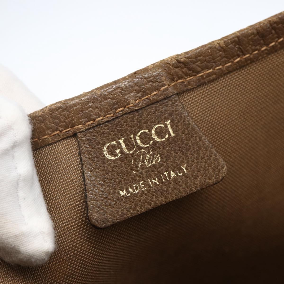 GUCCI GG Plus Supreme Web Sherry Line Tote Bag PVC Beige Red Auth 172313