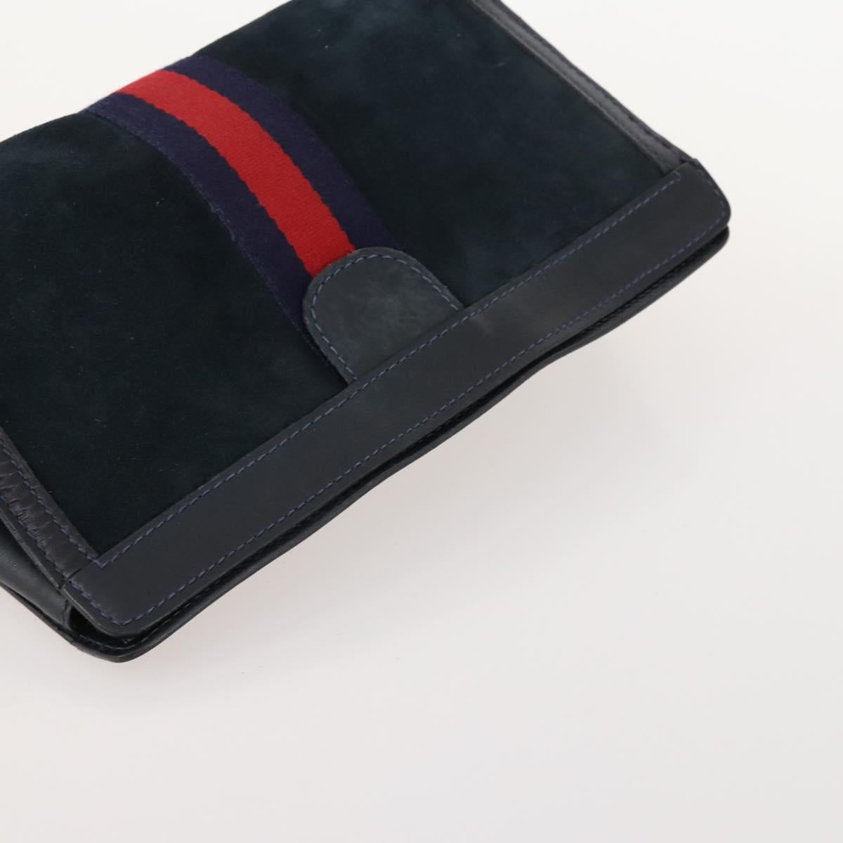 GUCCI Sherry Line Shoulder Bag Suede Leather 2 Set Black Navy Red Auth 172315
