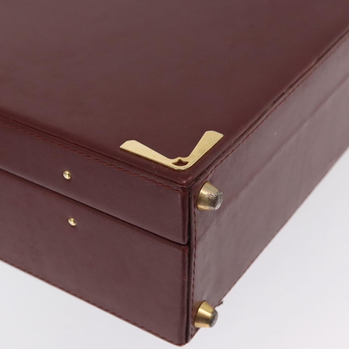 CARTIER Trunk case Must Line Trunk Leather Bordeaux Gold Auth 172317