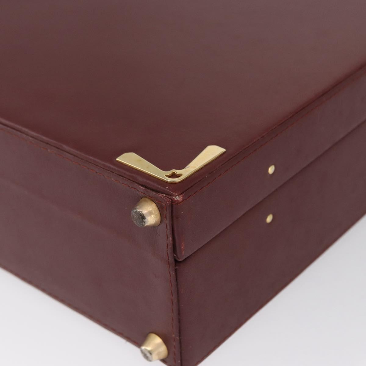CARTIER Trunk case Must Line Trunk Leather Bordeaux Gold Auth 172317