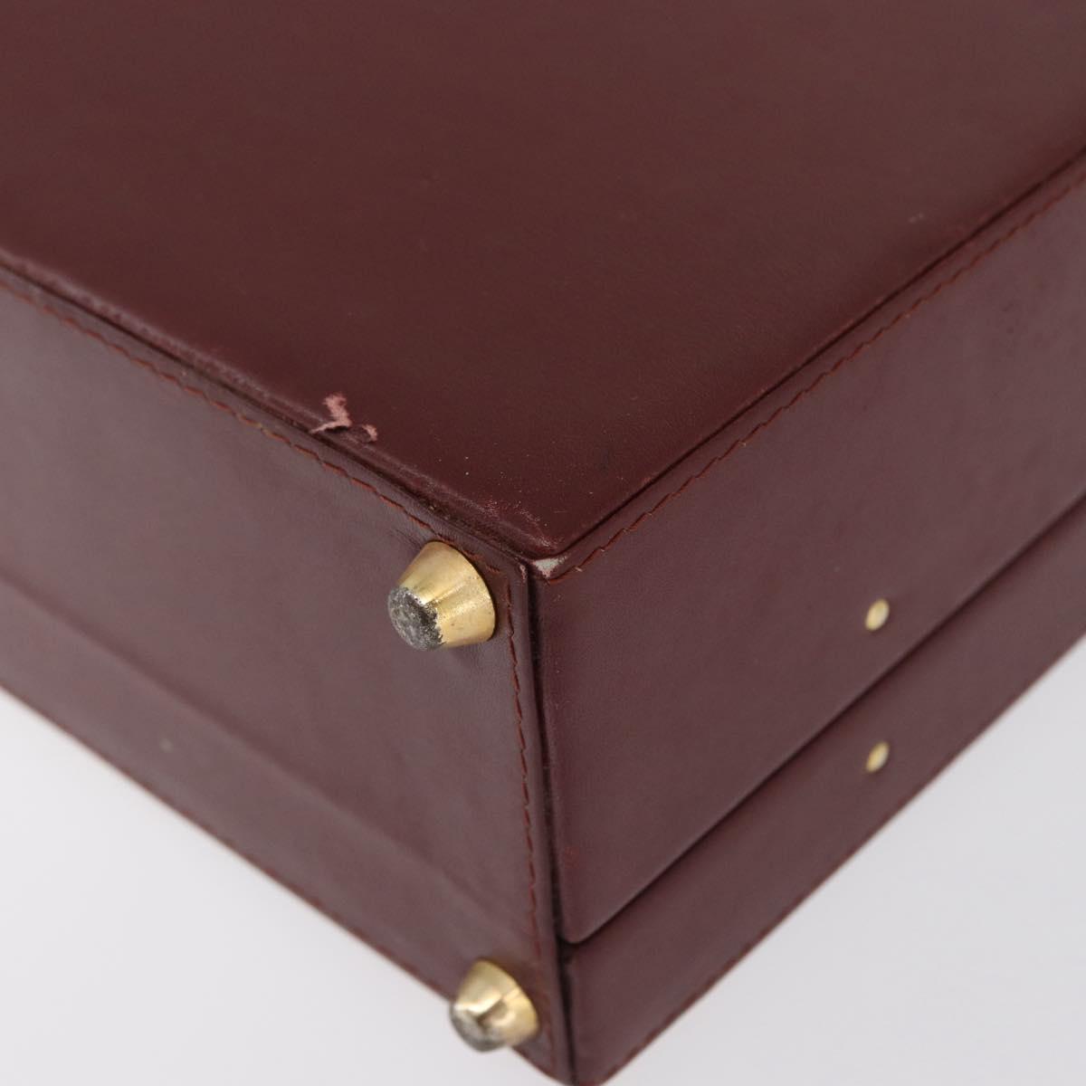 CARTIER Trunk case Must Line Trunk Leather Bordeaux Gold Auth 172317