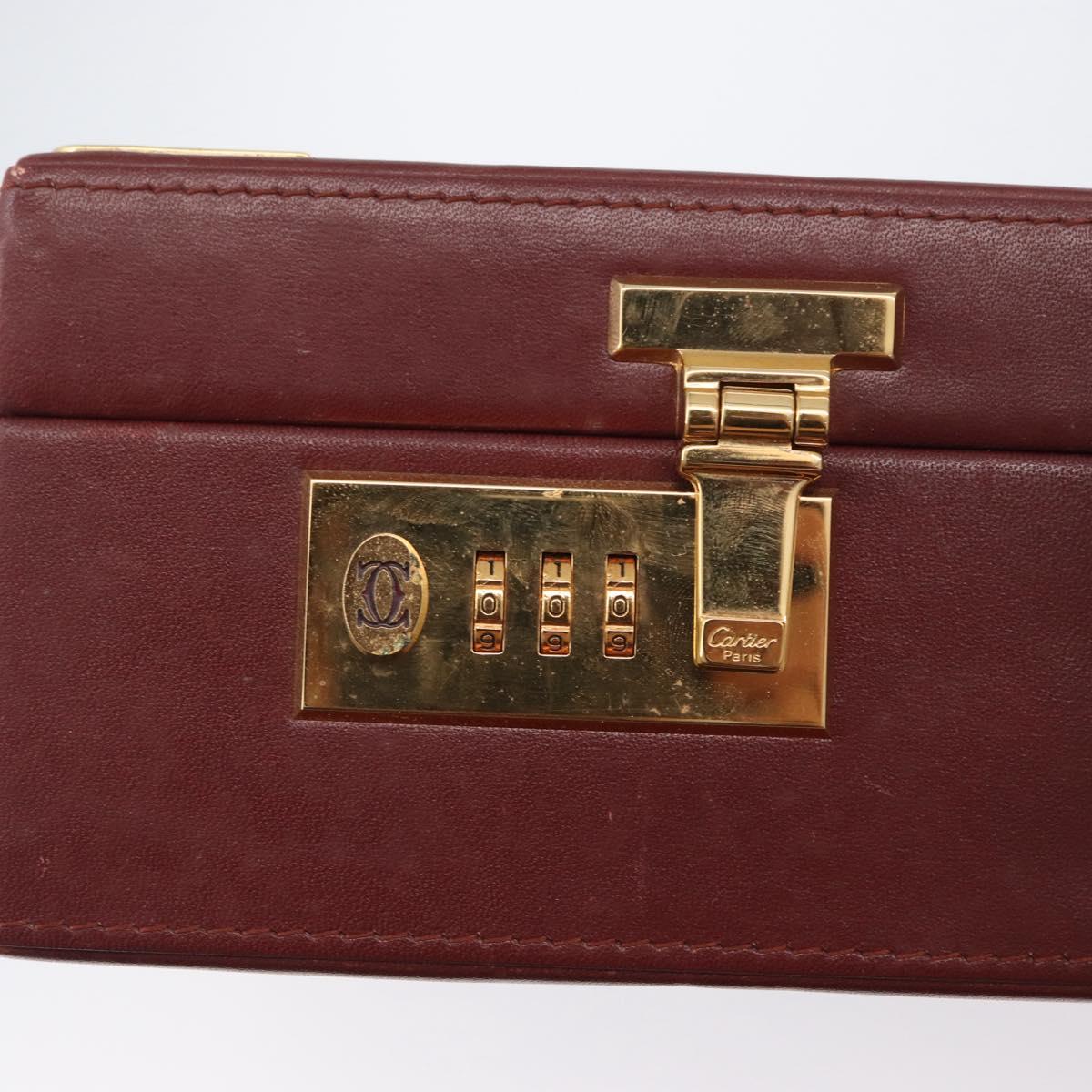 CARTIER Trunk case Must Line Trunk Leather Bordeaux Gold Auth 172317