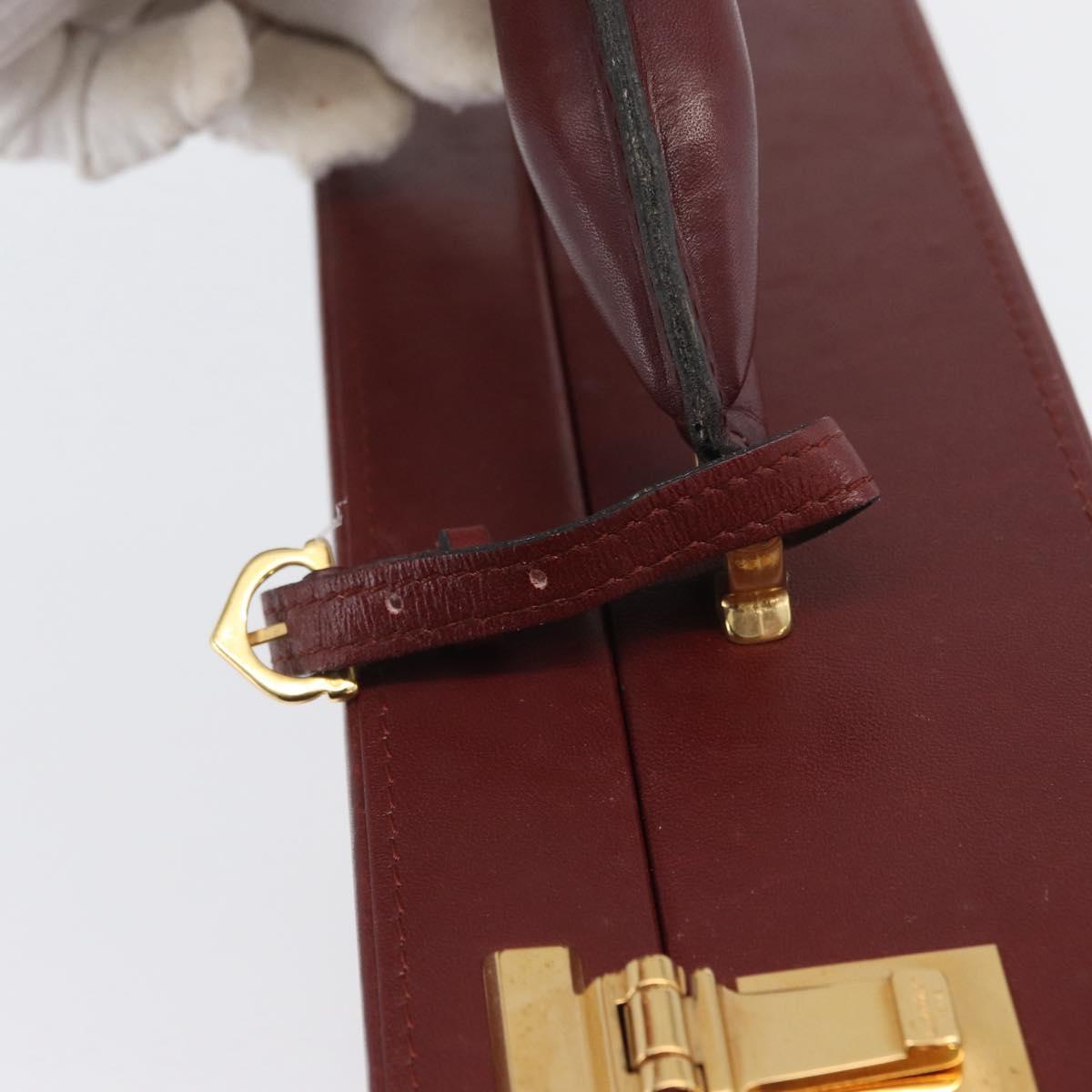 CARTIER Trunk case Must Line Trunk Leather Bordeaux Gold Auth 172317
