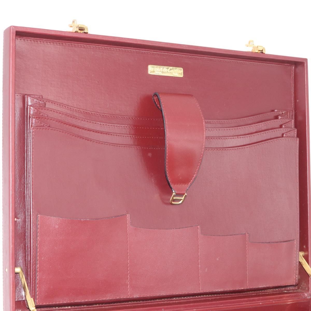 CARTIER Trunk case Must Line Trunk Leather Bordeaux Gold Auth 172317