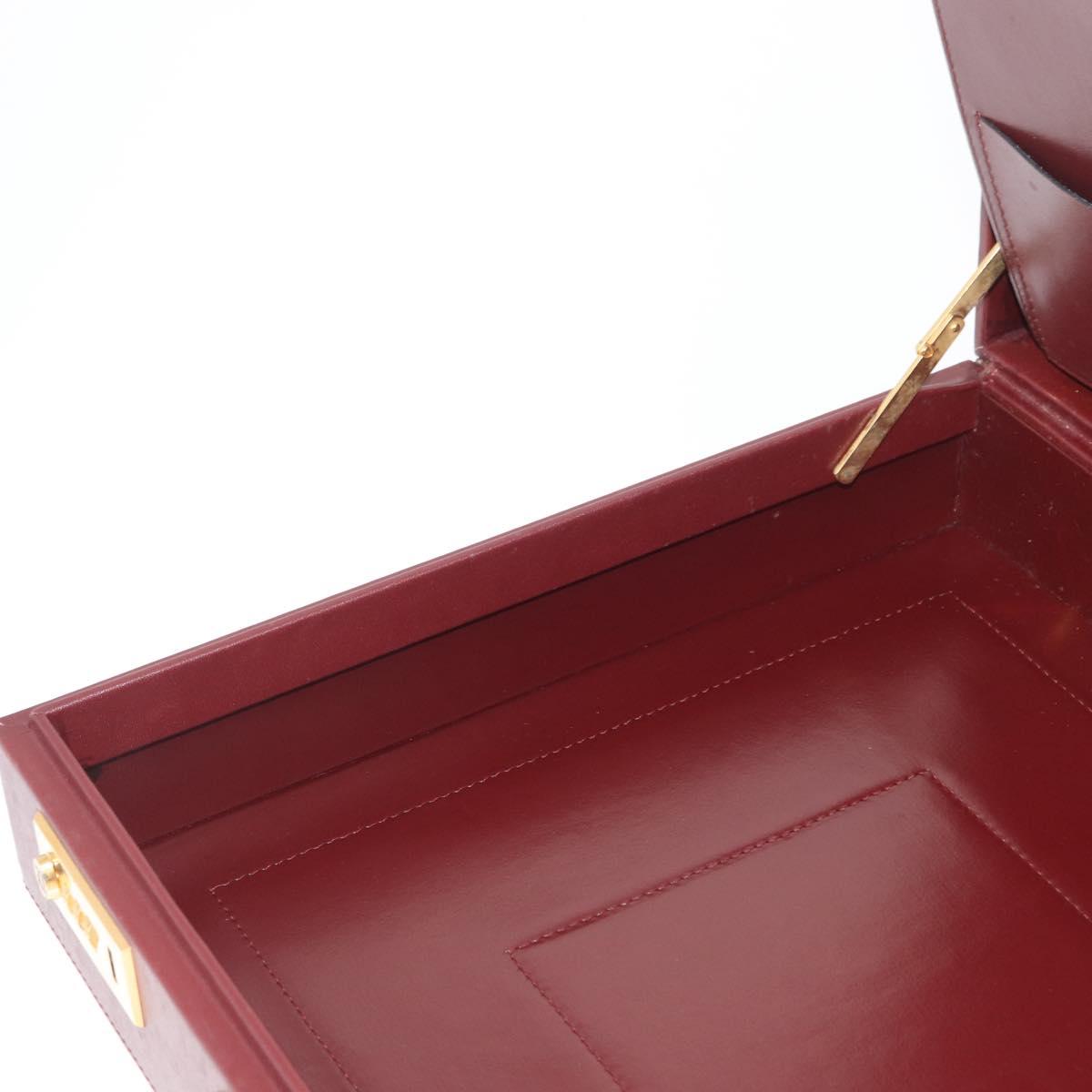 CARTIER Trunk case Must Line Trunk Leather Bordeaux Gold Auth 172317