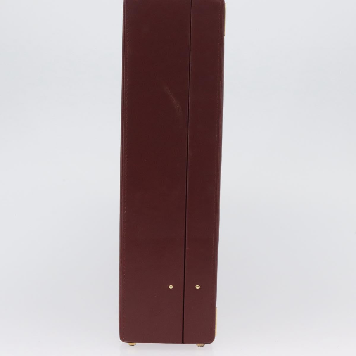 CARTIER Trunk case Must Line Trunk Leather Bordeaux Gold Auth 172317