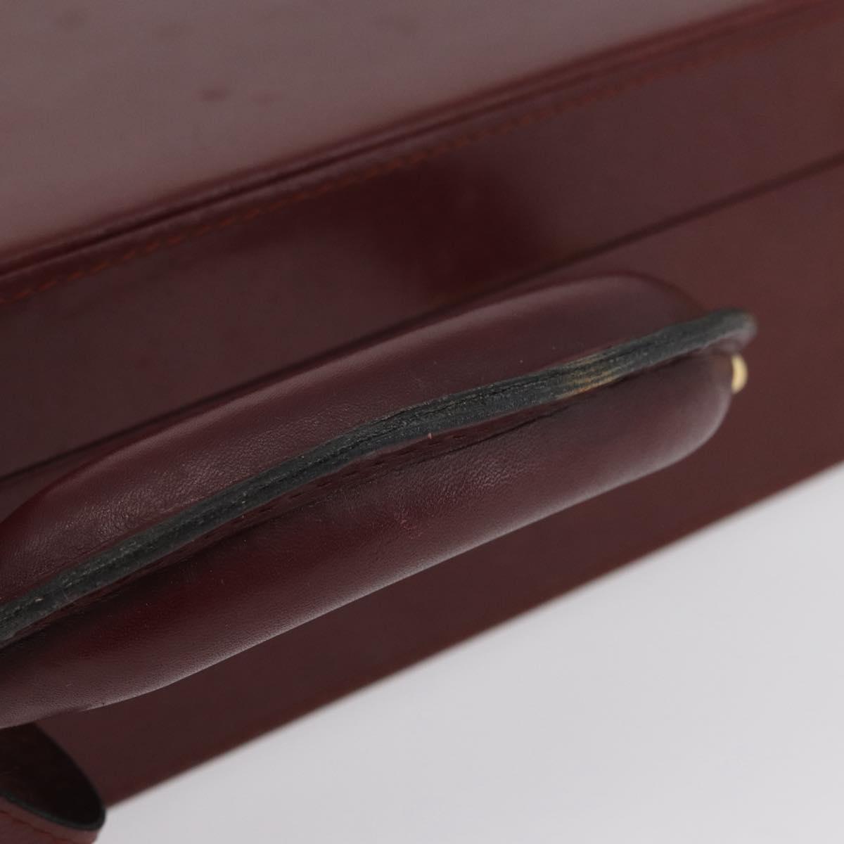 CARTIER Trunk case Must Line Trunk Leather Bordeaux Gold Auth 172317