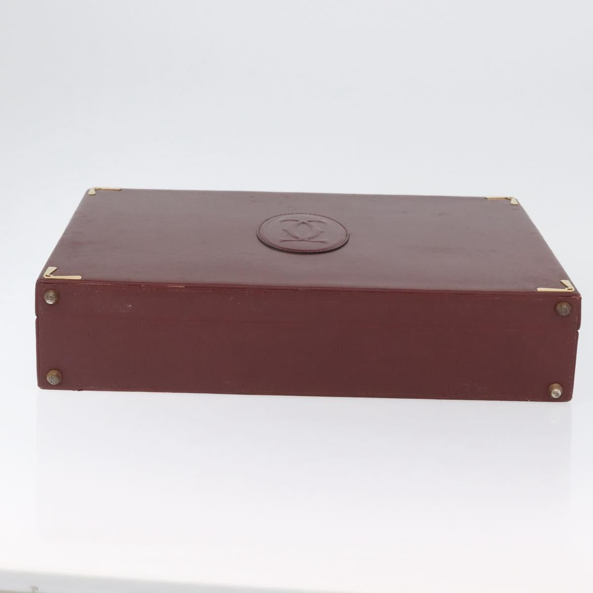 CARTIER Trunk case Must Line Trunk Leather Bordeaux Gold Auth 172317